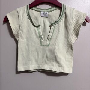 BDG Cream and Green Crop Top